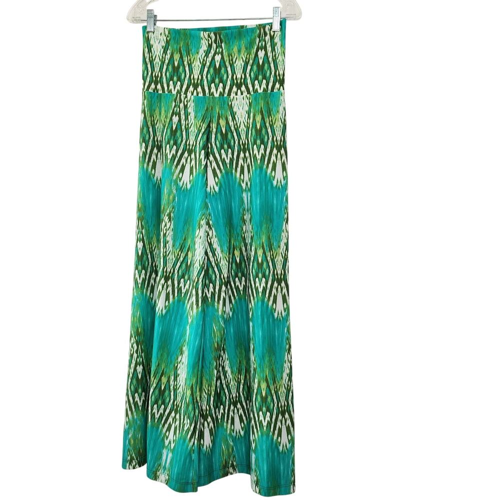 Patti Biggs Vintage green Palazzo pull-on Pants M Hippie Boho Tropical tencel - Picture 3 of 11